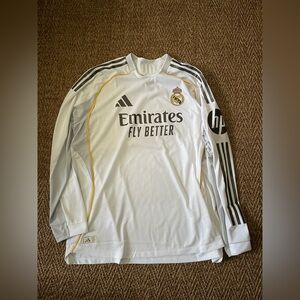 Adidas Real Madrid 25/26 Long Sleeve Home Authentic Jersey White Size 2XL IT8866